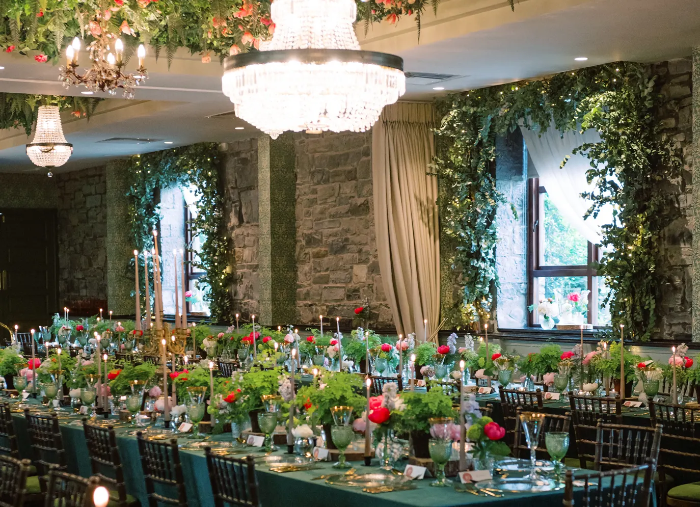 Table and chandlier